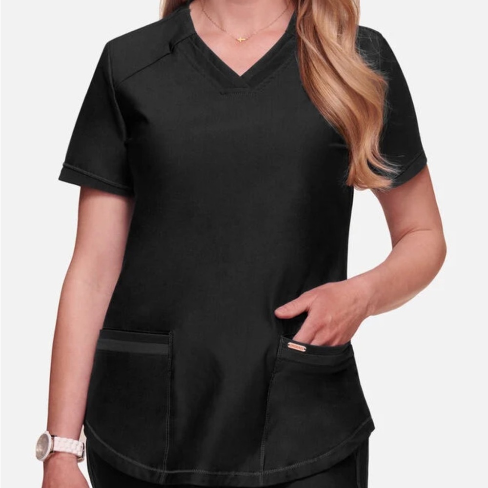New Cherokee Form stretchy scrub top V-neck rounded hem round hem 2XL